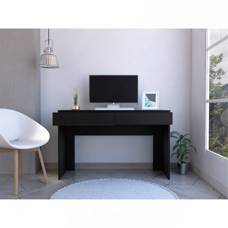 Bureau d'ordinateur noir à 2 tiroirs