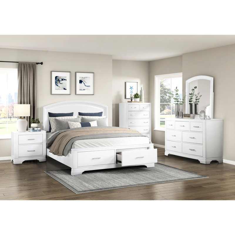 Grand lit moderne blanc avec rangement, tête de lit, poignées de bar, sans base, meubles de chambre à coucher de style transitionnel, style, poignées, fondation requise