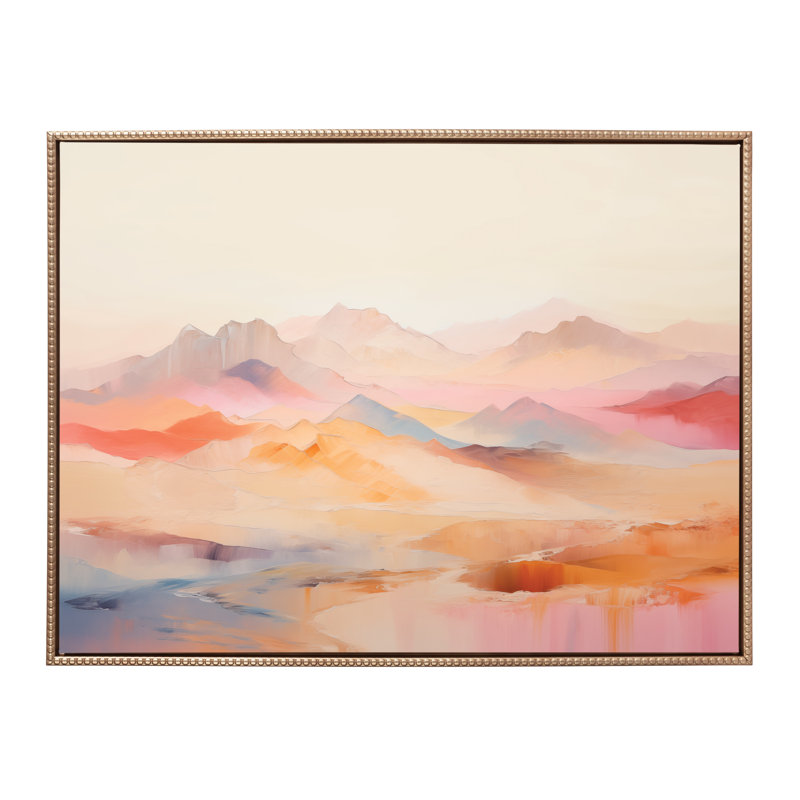 Soft Pastel Mountain Abstract by The Creative Bunch Studio Framed Canvas Wall Art Print