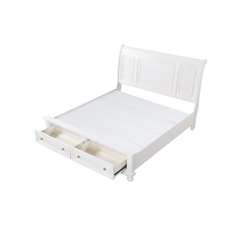 Tudor Sleigh Storage Bed, White, Twin