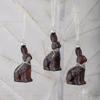 4" Glass Chocolate Bunny Ornament Box