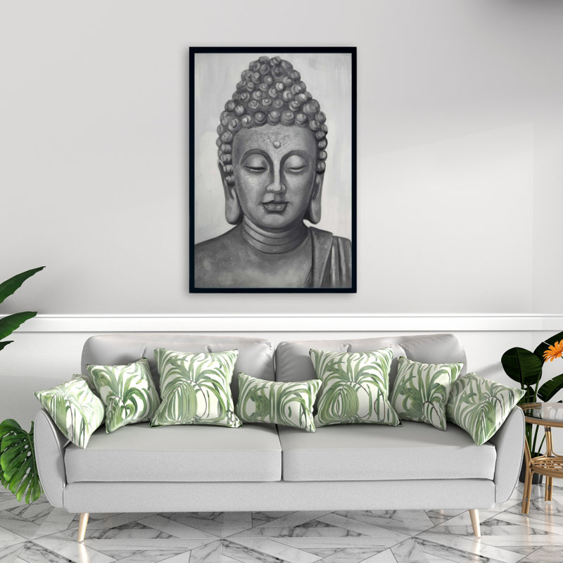 Bouddha spirituel - Toile encadrée beige pour décoration intérieure