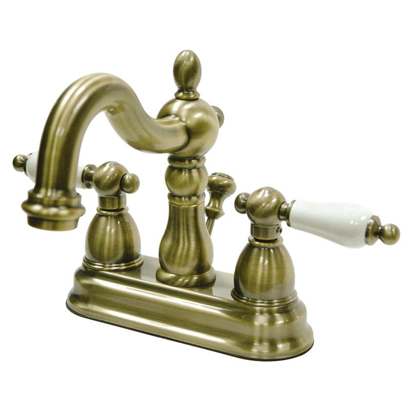 Antique Brass Dual Handle Centerset Bathroom Faucet
