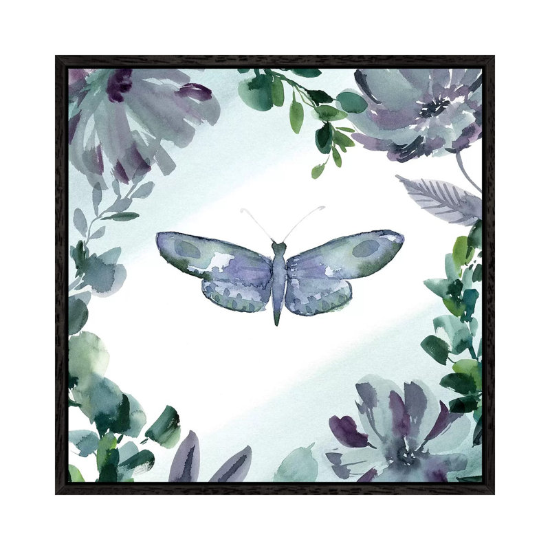 Purpose Butterfly III by Stephanie Ryan - Painting on Canvas, 45.72cm H x 45.72cm W x 3.81cm D, Black Floater Framed