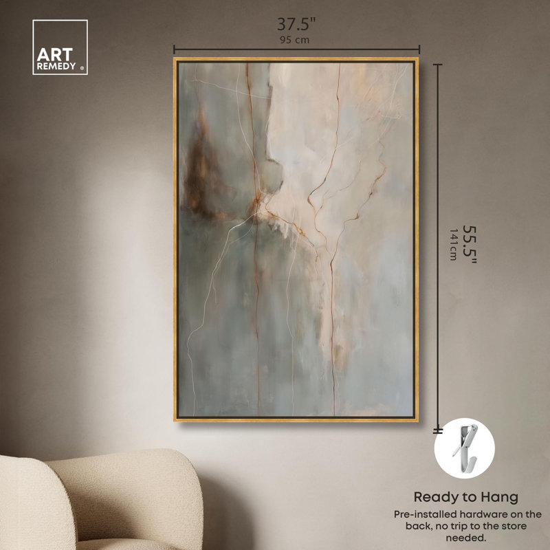 Toile «Fiery Traces II» par Art Remedy, Cadre doré, H 55 po x l 37 po