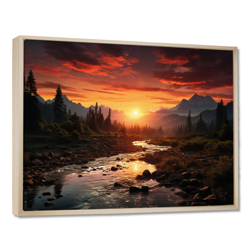 Sunrise Morning At The River, 16" H x 32" W x 1" D, Maple Floater Framed