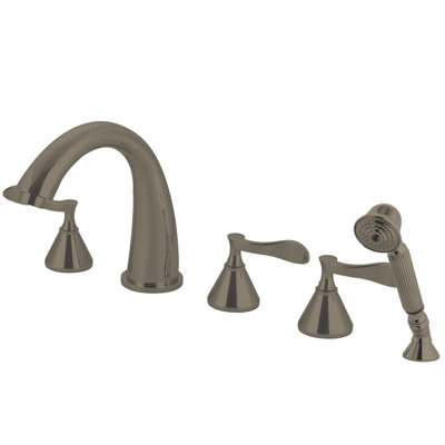 Century Triple Handle Deck Mounted Roman Tub Faucet with Handshower