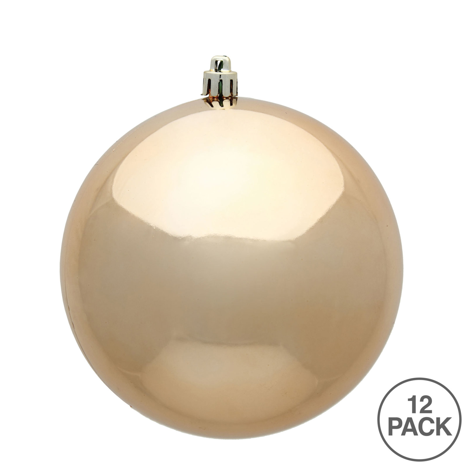 Holiday Décor Ball Ornament, Cafe Latte Shiny, 3" H x 3" W x 3" D