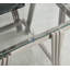 Table de bout carrée 20 pouces, table de bout moderne en acier inoxydable, table basse en verre trempé transparent à deux couches, table d'appoint avec rangement, pour bureau à domicile, argent
