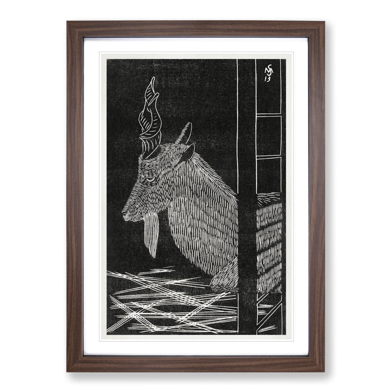 Markhor Goat Vol.2 by Samuel De Mesquita - Picture Frame Painting, Walnut Framed, 36cm H x 27cm W x 2cm D