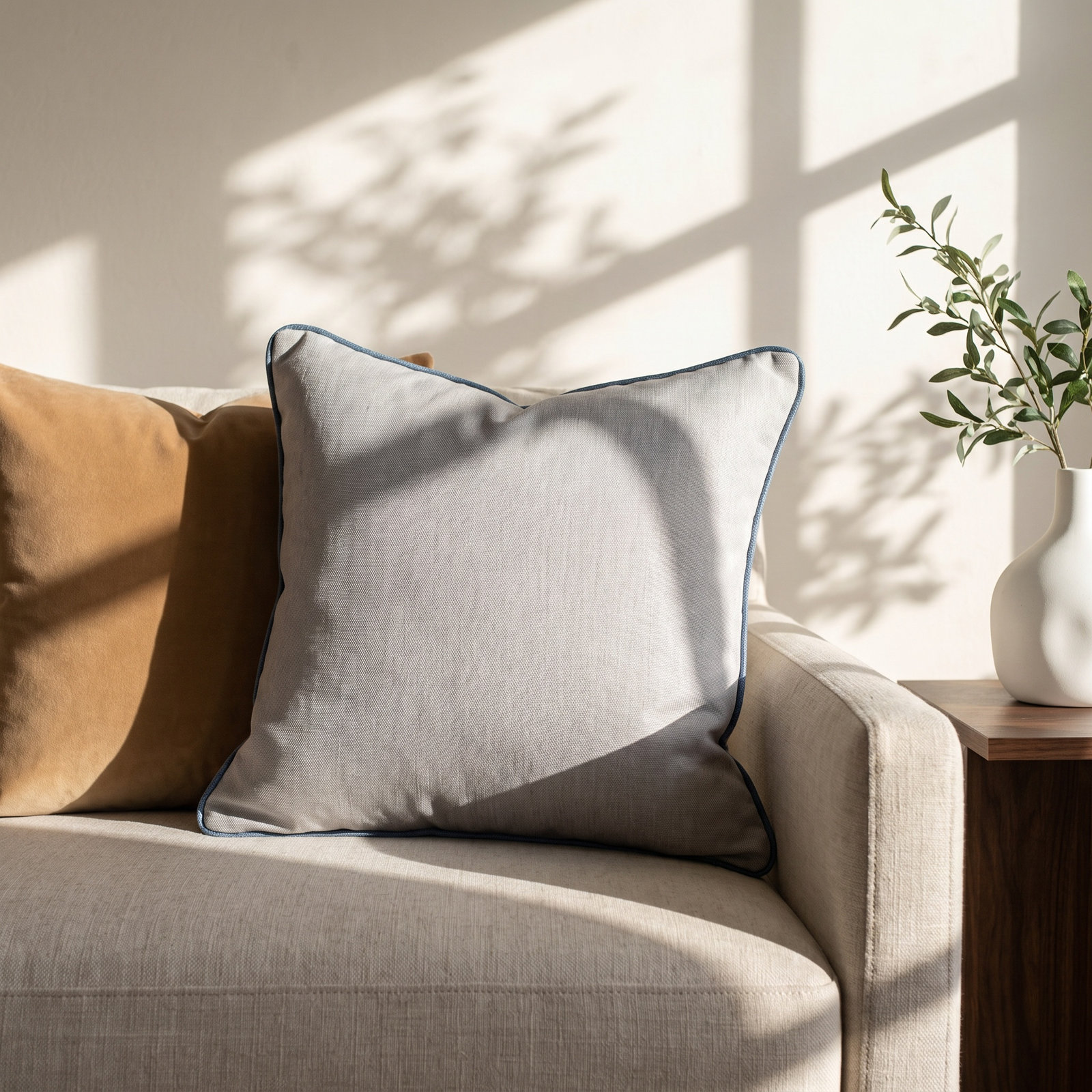 Rubina Sunbrella® Throw Pillow, 24" x 24", Gray