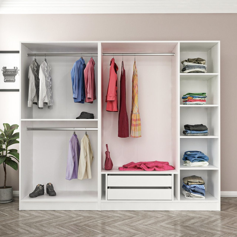 Raqual 100% MELAMINE COATED PARTICLE BOARD Wardrobe, 255cm H x 210cm W x 52cm D