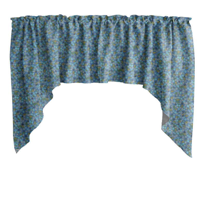 Small Flowers Allover Print Swag Window Valance, Blue