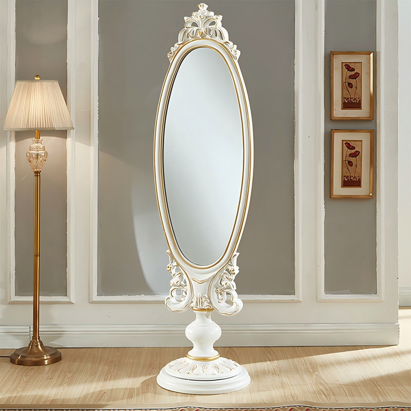 Surface de miroir de 74,8 po de forme spéciale avec miroir en bois de hêtre blanc