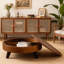 Table basse ronde rétro avec rangement pour le salon et le bureau-511662348-511662350-511662454