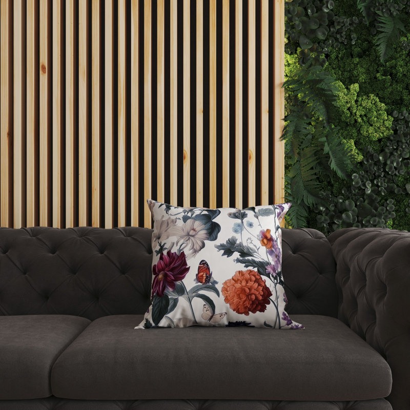 Coussin décoratif réversible Mixed Flower Delight, Blanc / floral multicolore, H 18 po x l 18 po