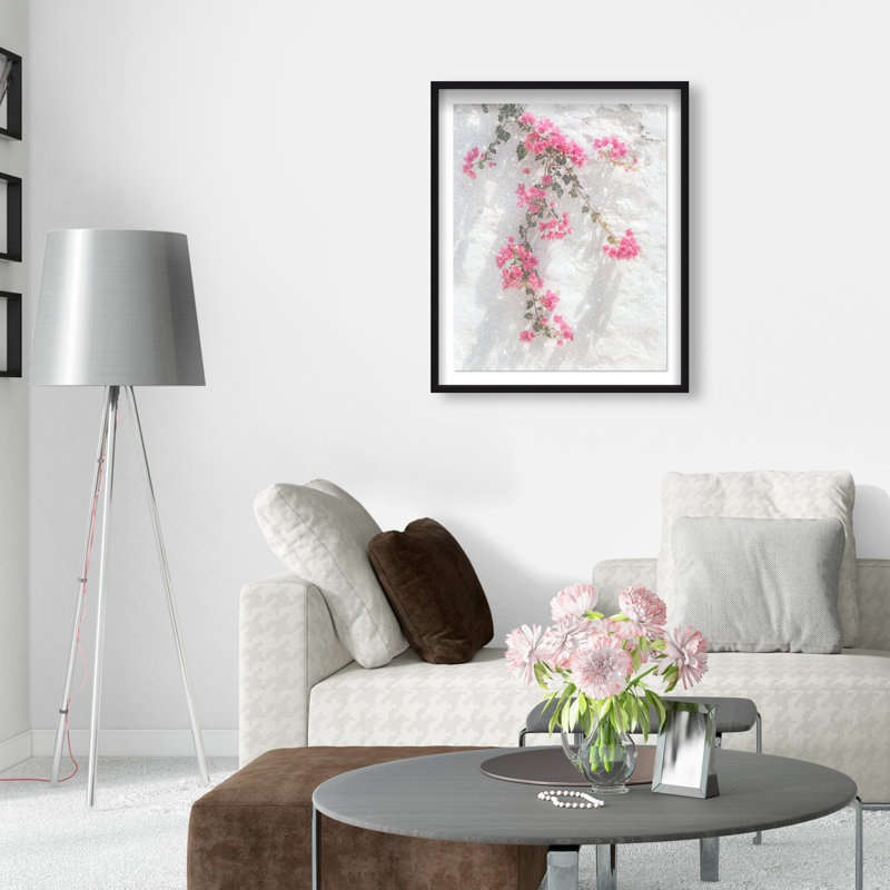 Santorini Blush Framed Graphic Art, 21.5"H x 17.5"W, Black Shadowbox