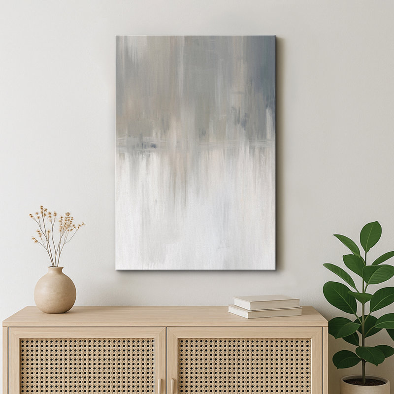 Minimal paysage blanc et gris grunge industriel abstrait minimalisme contemporain nordique neutre, impression sur toile
