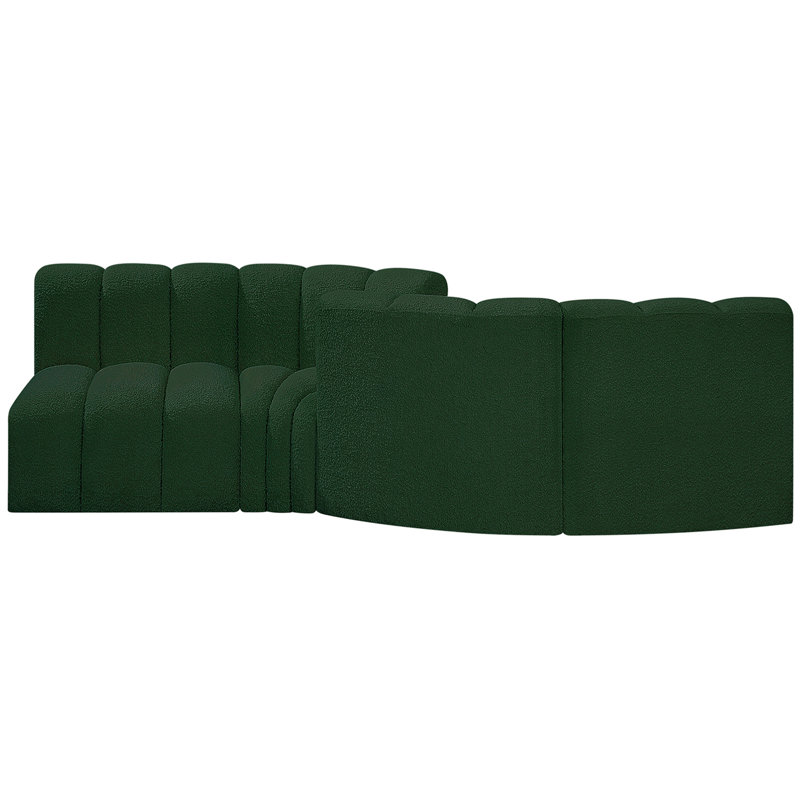 Canapé et méridienne rembourrés Iziah, Tissu bouclé vert