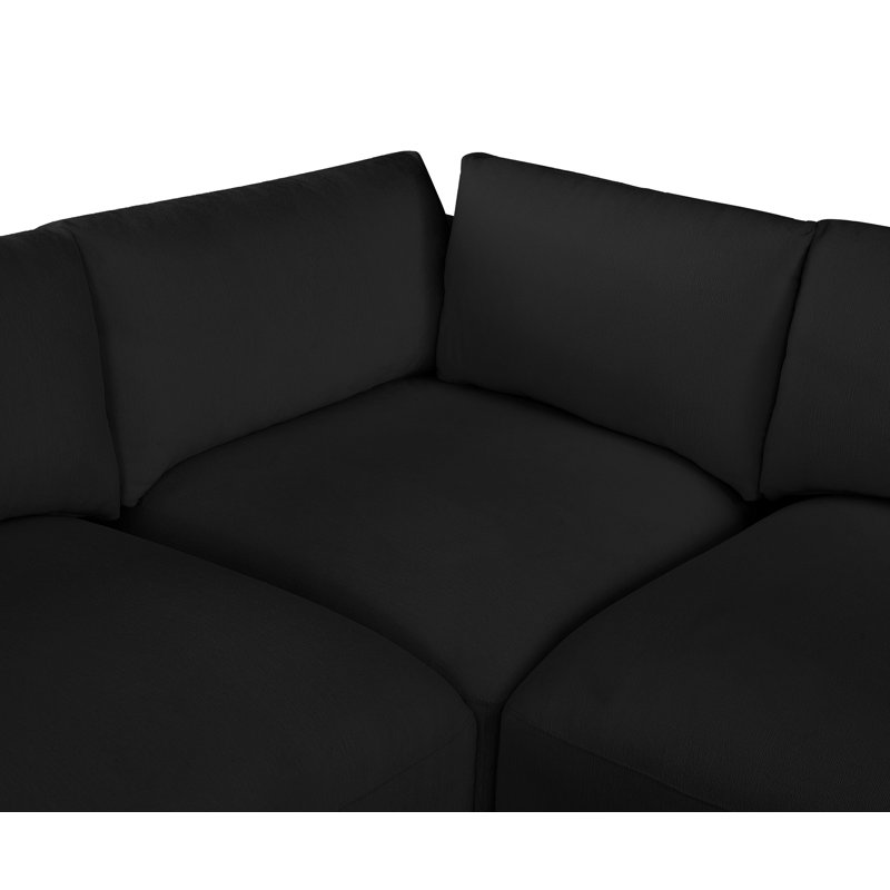 Canapé modulaire réversible de large de 114 po Kiree, Tissu de polyester noir