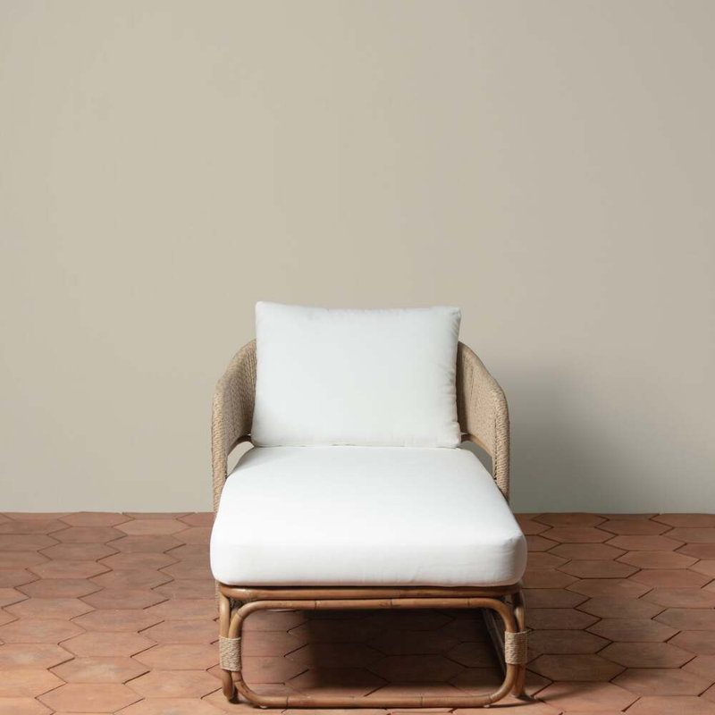 Glen Ellen Outdoor Chaise Lounge, White, Natural