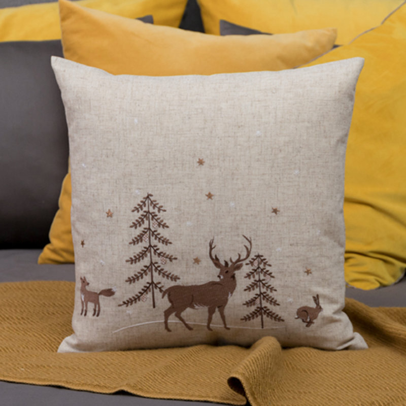 Housse de coussin décorative de Noël brodée 18 x 18 pouces