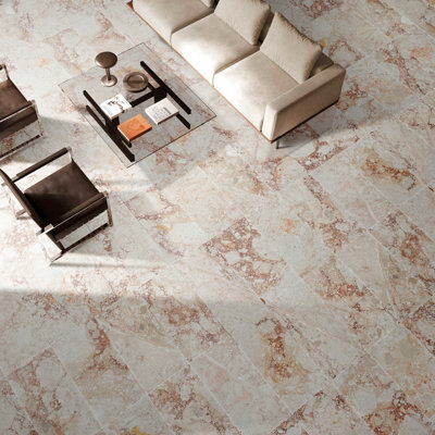 Carreaux de marbre rose naturel poli 30 x 60 cm pour salle de bain et salle à manger (murs et planchers), 4 par boîte, motif distinctif, couleur précieuse