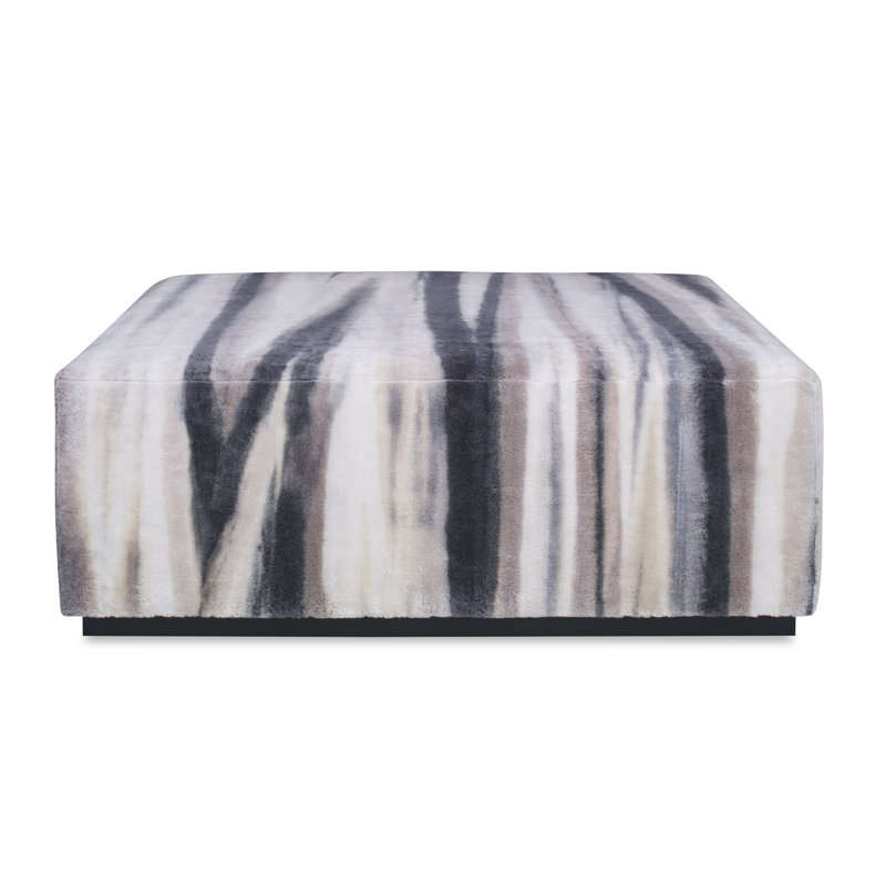 Club Square Ottoman, Espresso, White Caps Fog Viscose