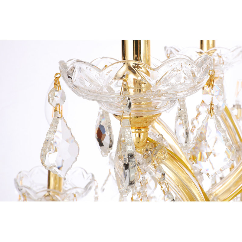 Lustre étagé de style bougie à 41 lumières Stockard, Cristal (transparent), Coupe royale, Or