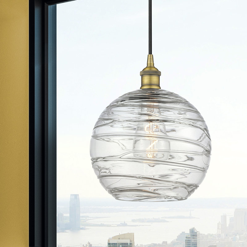 1 - Light Single Drop Pendant Pendant, 12.75" H x 10" W x 10" D, Brushed Brass, Clear