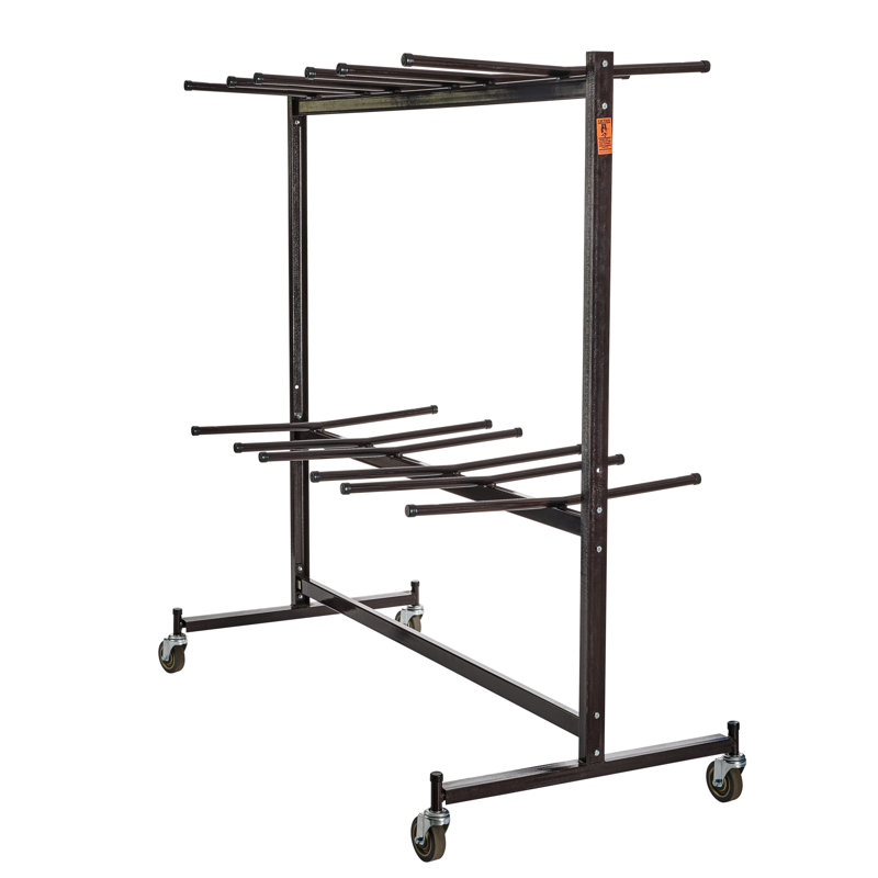 Double-Tier Dark Brown Steel Chair Storage Trolley