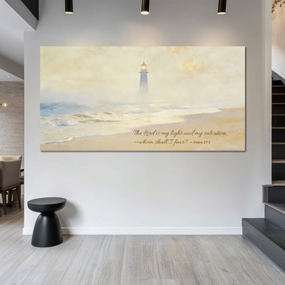 Eady - Psaume 27: 1 phare, peinture sur toile, verset biblique inspirant, art des Écritures pour la maison et le bureau, toile tendue avec cadre en pin, 16 po x 32 po