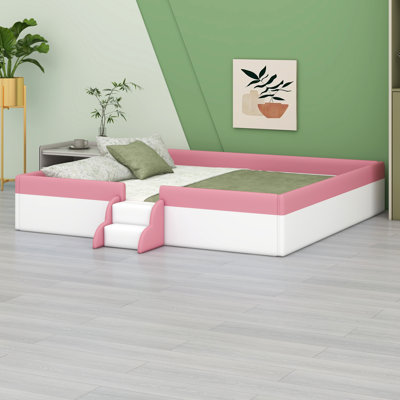 Upholstered Daybed Frame With Fence And Stairs
