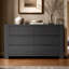 Commode Pura 55'' de style moderne du milieu du siècle, 6 tiroirs, grand espace de rangement, noir-17444744