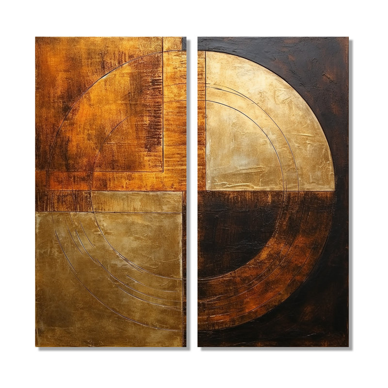 Bronze Brilliance Symetry - Abstract Shapes, art mural, H 40 po x l 40 po, Toile tendue, Ne s’applique pas