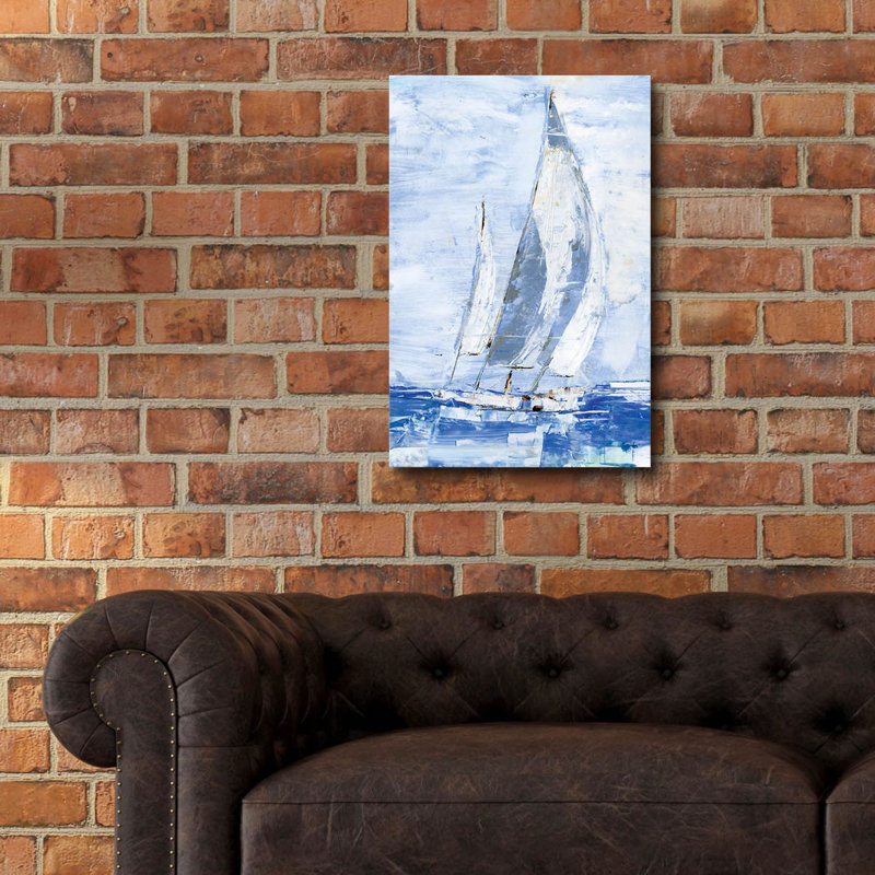 «Blue Sails 2» par Ethan Harper, art mural en verre acrylique, H 24 po x l 16 po x P 0,2 po