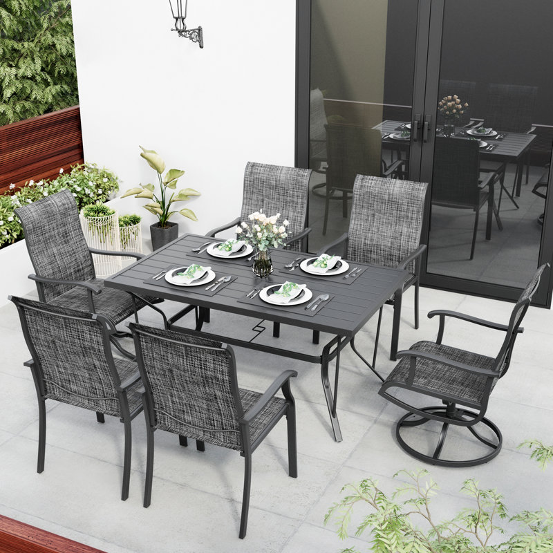 Urbai 6 - Person Patio Dining Set with Rectangular Table, Gray