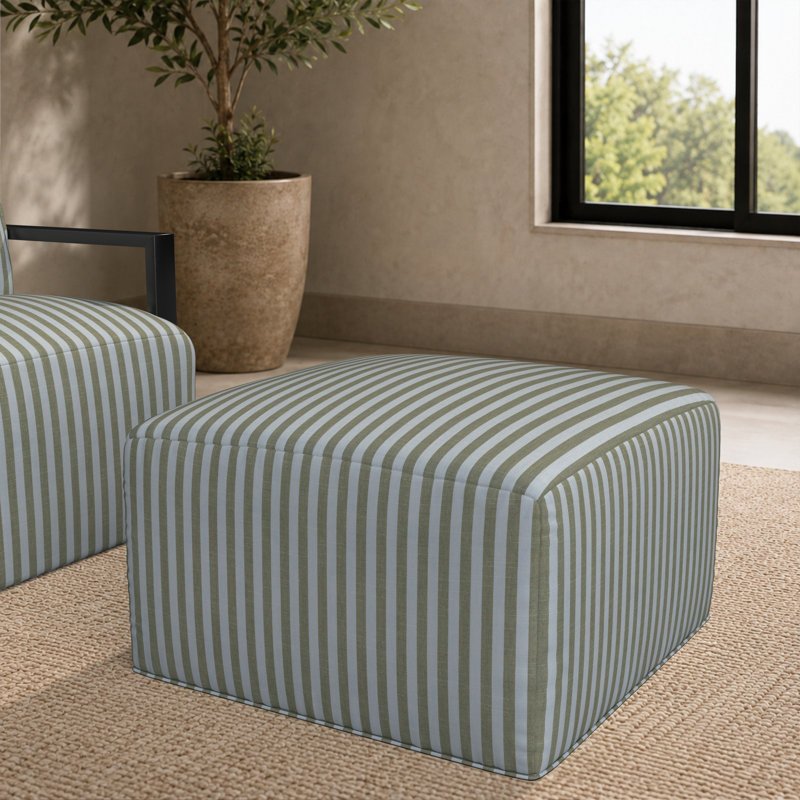 Repose-pieds extérieur Praia Sunbrella®, H 16 po x l 29 po x P 29 po, Sail Away Aloe