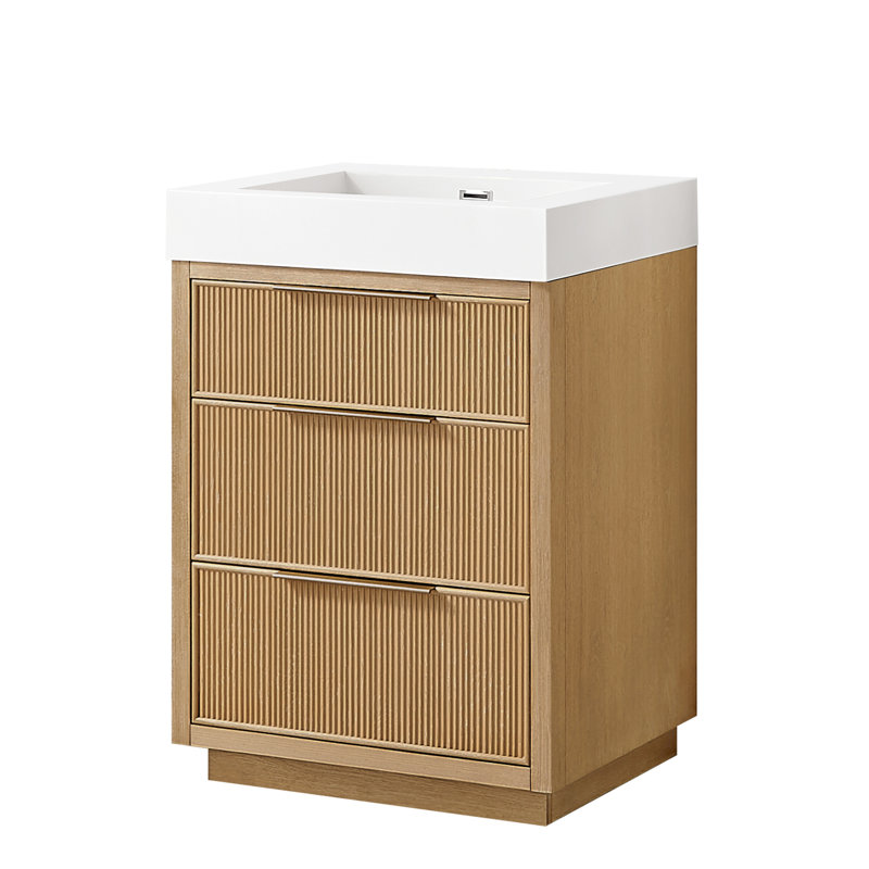 Meuble-lavabo simple 24 po Grunwald gris cendré délavé avec comptoir en pierre intégré blanc