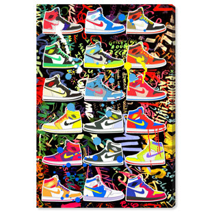 Bold Sneaker Collection Canvas Urban Graffiti Wall Art by Notoriart