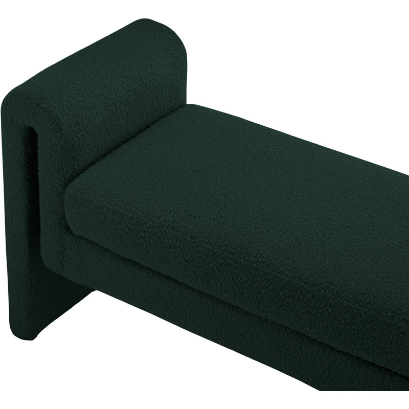Hiroyasu Upholstered Boucle Bench, Green Boucle Fabric