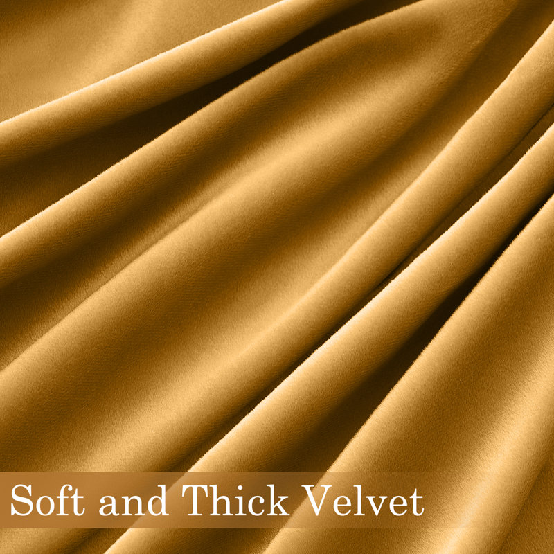 Alicea Velvet 100% Blackout Thermal Curtain Panel , Mustard, 52" W x 96" L