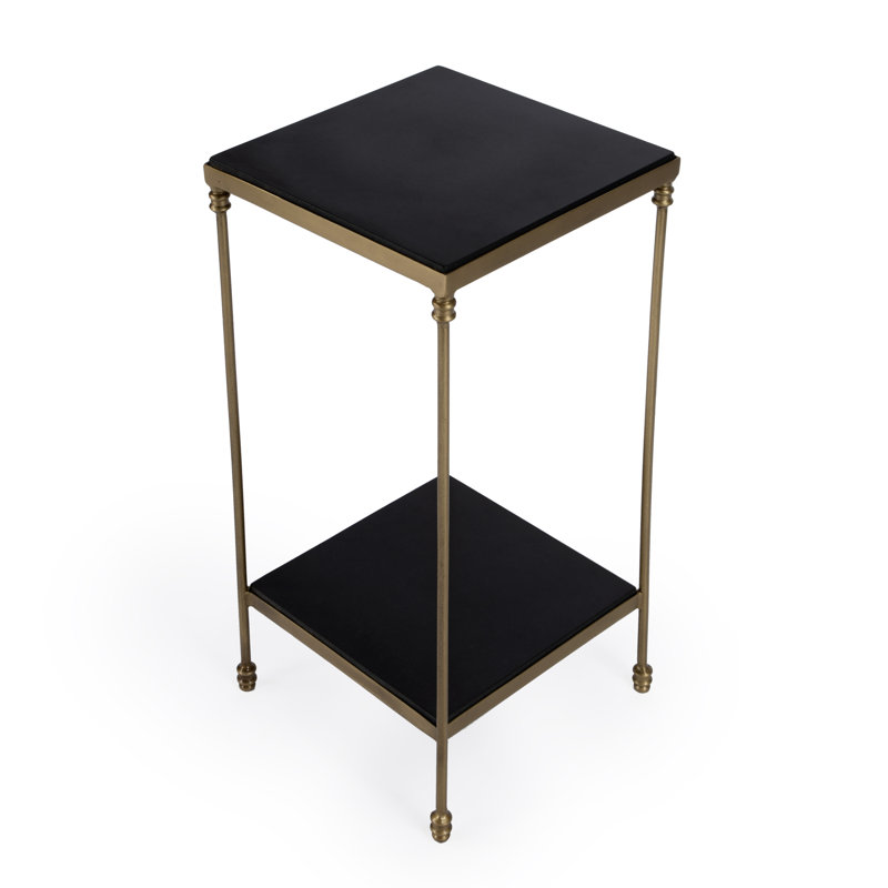 Imogen Iron and Granite Side Table, Black/Gold