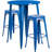 Gyala Round Metal Indoor-Outdoor Bar Table Set with 2 Square Seat Backless Stools-1742387205-1742381548