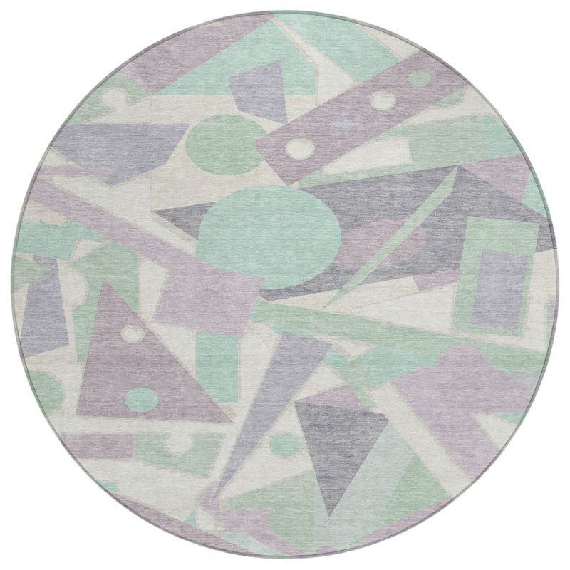 Daeir Lilac Washable Indoor-Outdoor Rug - LOOMLAN, 8' x 8'