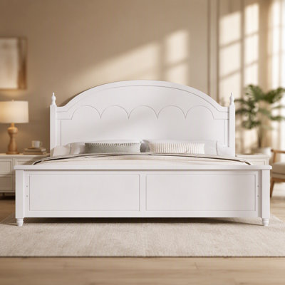 Wooden Bed Frame with Arched Headboard