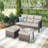 7 - Person Outdoor Swivel Rocking Chair Conversation Set With Fire Pit Table And Cushions-1140575681