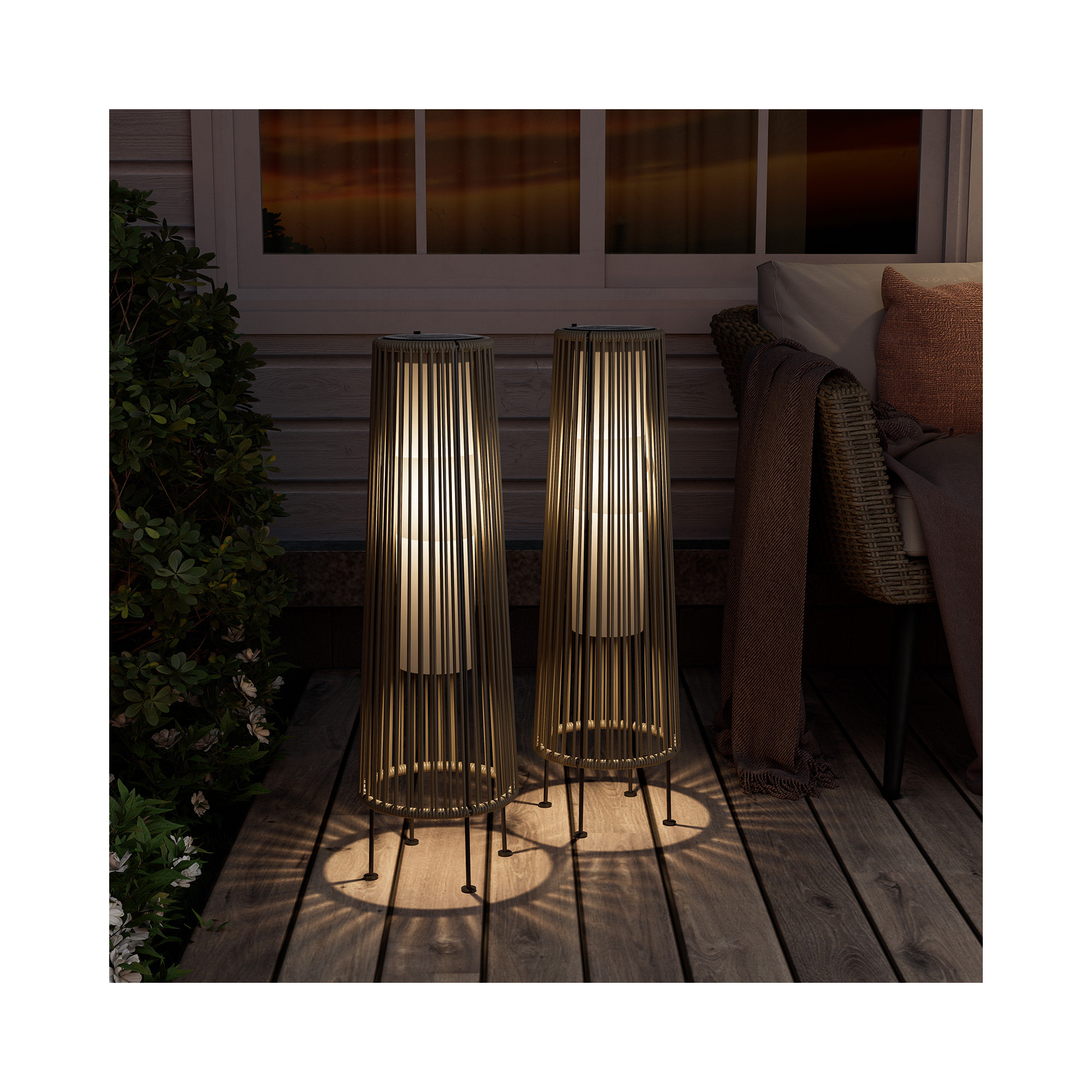 GORDES Floor Solar Light, Light Brown