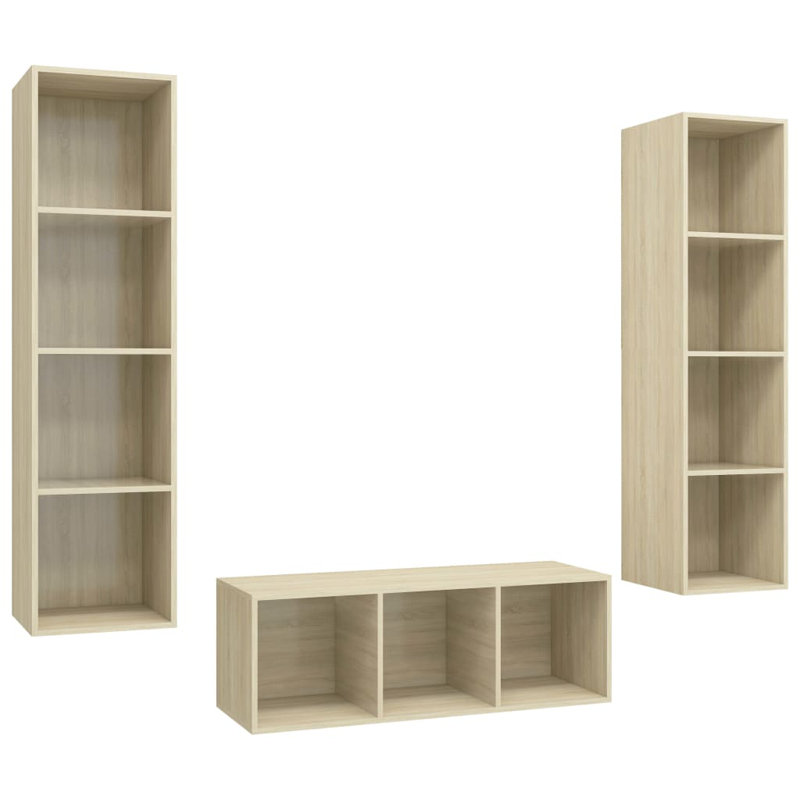 Dravion Unfinished Floating TV Stand for TVs up to 88", Sonoma Oak, 42.1"H x 14.6"L x 14.6"W
