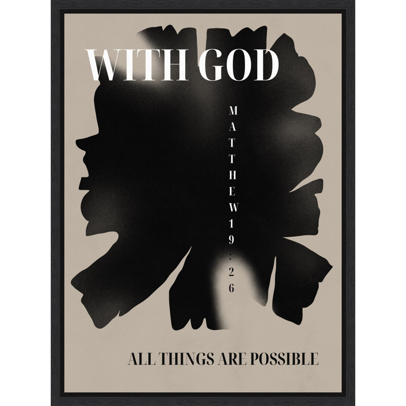 «Matthew 19 26 Scripture» par Little Dean, reproduction d'art sur toile encadrée, 18 x 24, Noir Sylvie